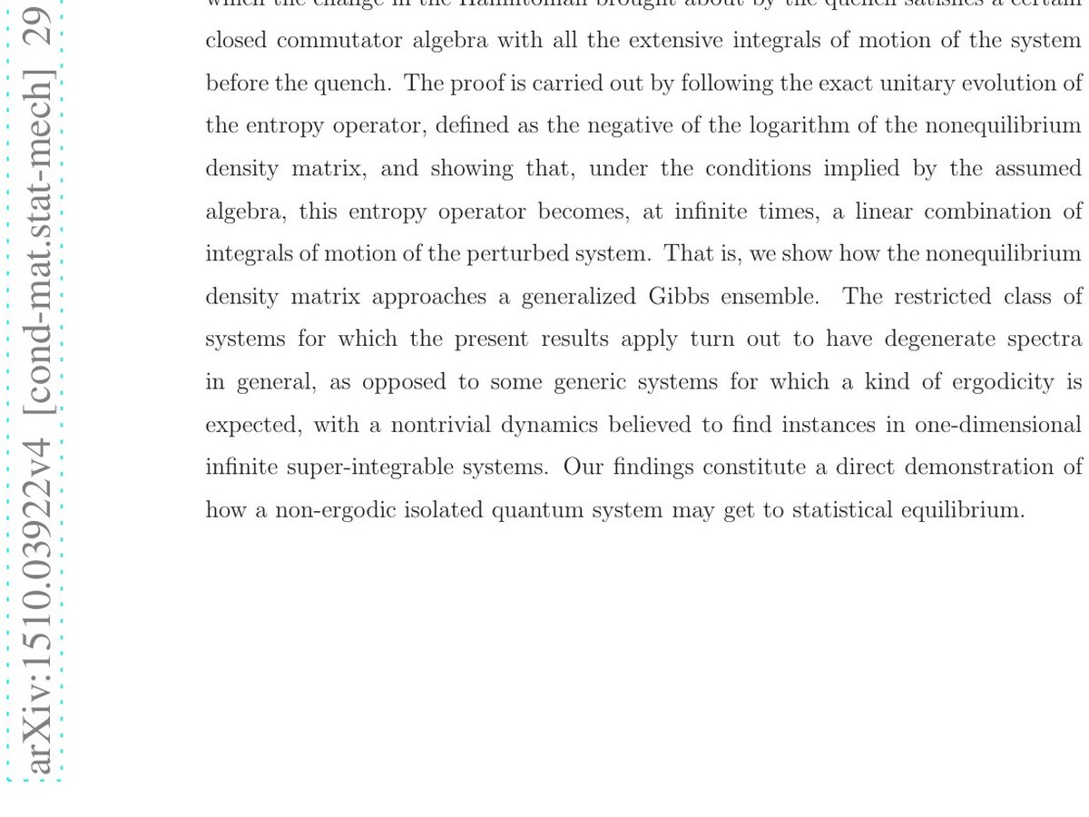 Approach to Equilibrium of a Restricted Class of Isolated Quantum Systems After a Quench thumbnail